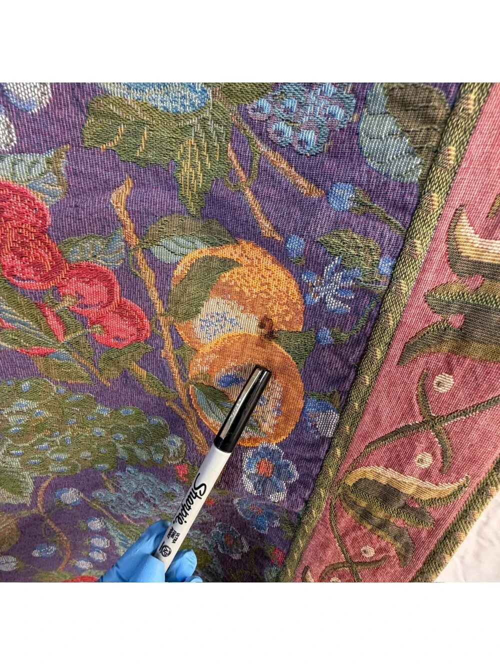 Woven Tapestry Throw Blanket Fruit Floral Pattern 50x54 Storage Location: F-6